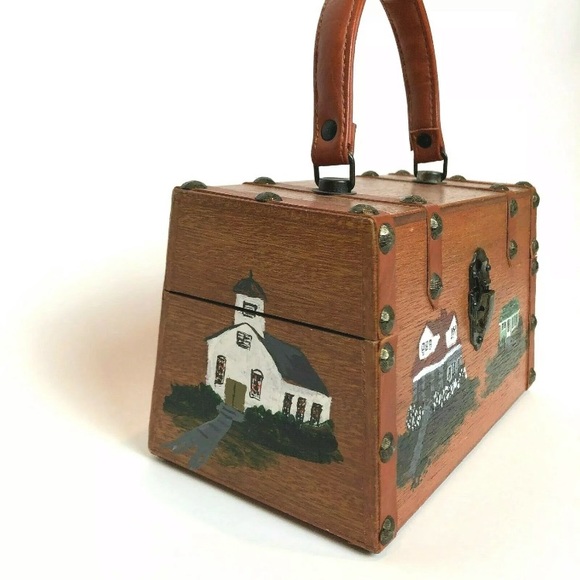 Vintage Roger Van S Hand Painted Wooden Handbag - Picture 4 of 8